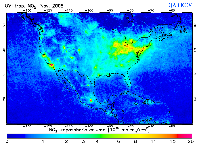 Regional Tropospheric NO2 of November 2008