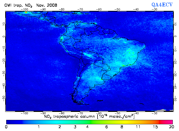Regional Tropospheric NO2 of November 2008