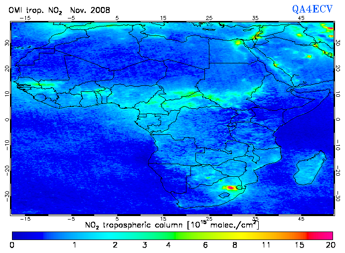 Regional Tropospheric NO2 of November 2008
