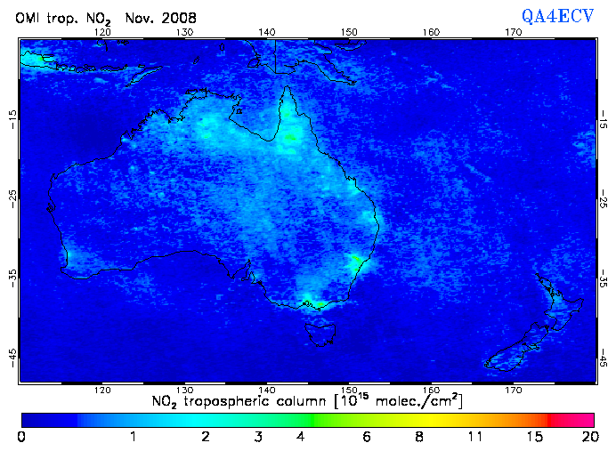 Regional Tropospheric NO2 of November 2008