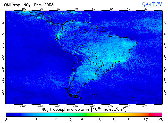 Regional Tropospheric NO2 of December 2008