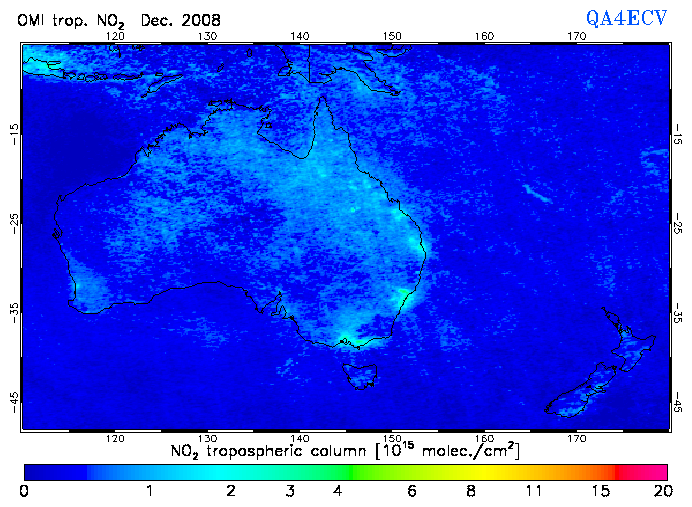 Regional Tropospheric NO2 of December 2008
