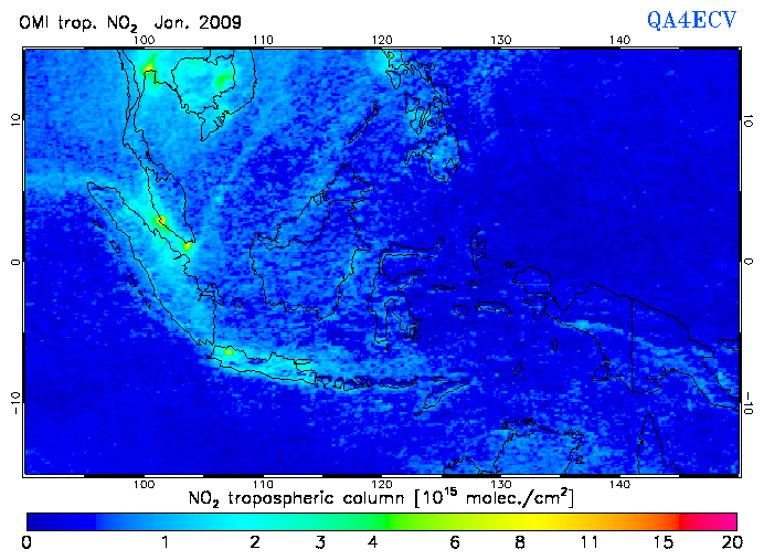 Regional Tropospheric NO2 of January 2009