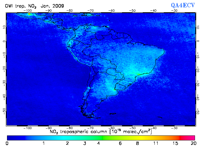 Regional Tropospheric NO2 of January 2009