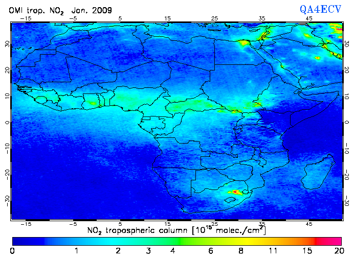 Regional Tropospheric NO2 of January 2009