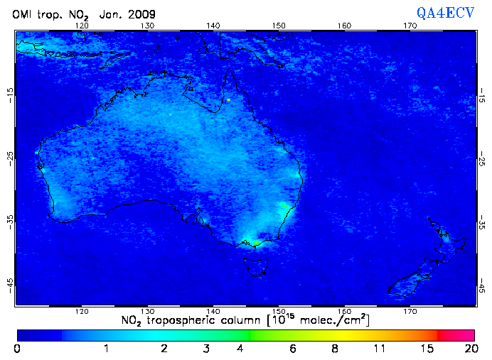 Regional Tropospheric NO2 of January 2009