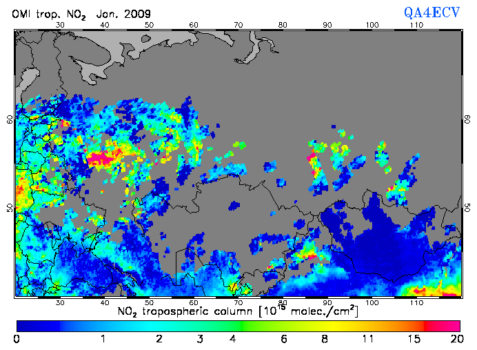 Regional Tropospheric NO2 of January 2009