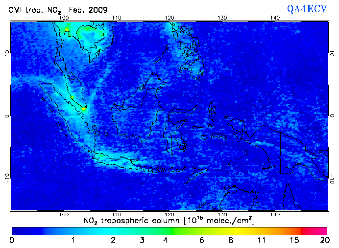 Regional Tropospheric NO2 of February 2009