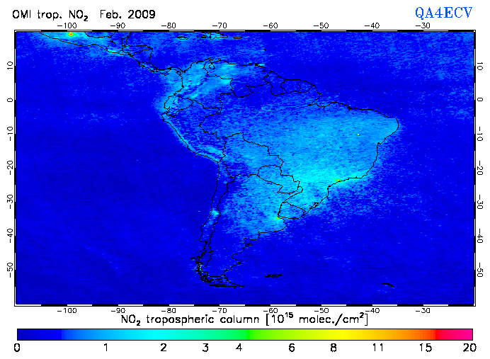 Regional Tropospheric NO2 of February 2009