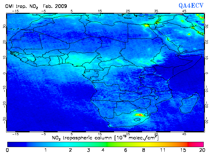 Regional Tropospheric NO2 of February 2009