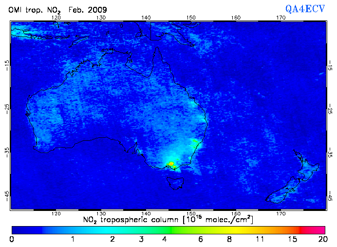 Regional Tropospheric NO2 of February 2009