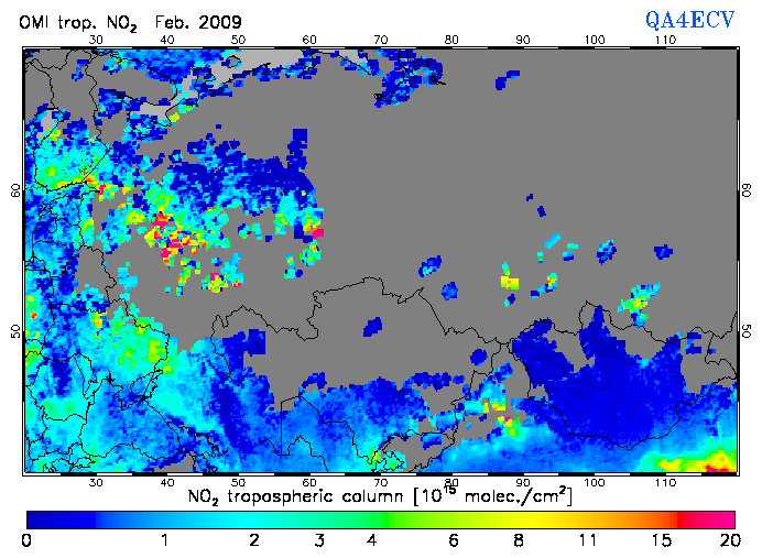 Regional Tropospheric NO2 of February 2009