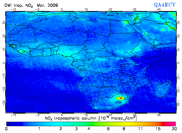 Regional Tropospheric NO2 of March 2009