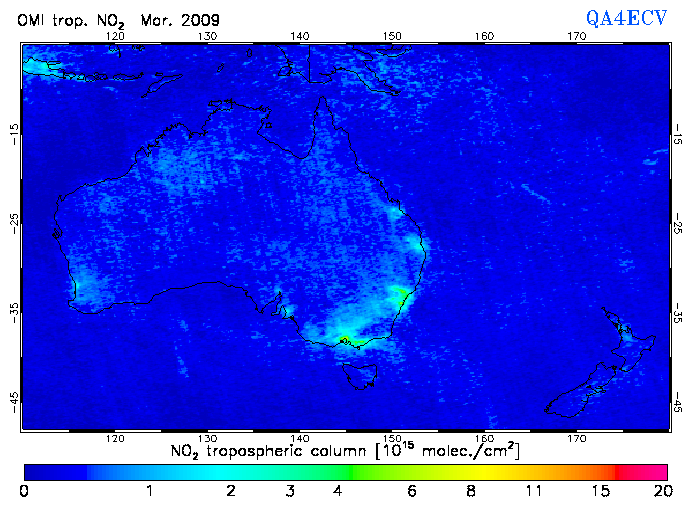 Regional Tropospheric NO2 of March 2009