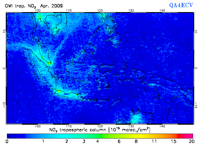 Regional Tropospheric NO2 of April 2009