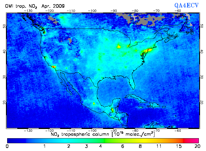 Regional Tropospheric NO2 of April 2009