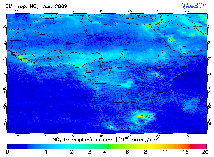 Regional Tropospheric NO2 of April 2009