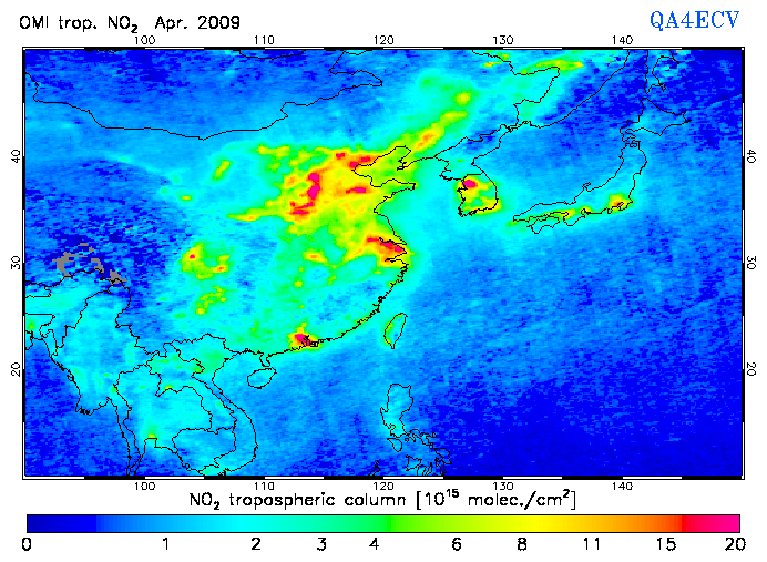 Regional Tropospheric NO2 of April 2009