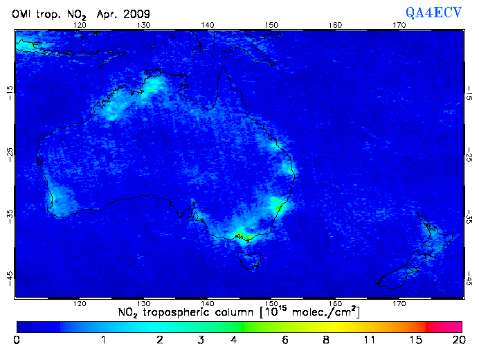 Regional Tropospheric NO2 of April 2009