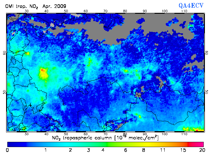 Regional Tropospheric NO2 of April 2009
