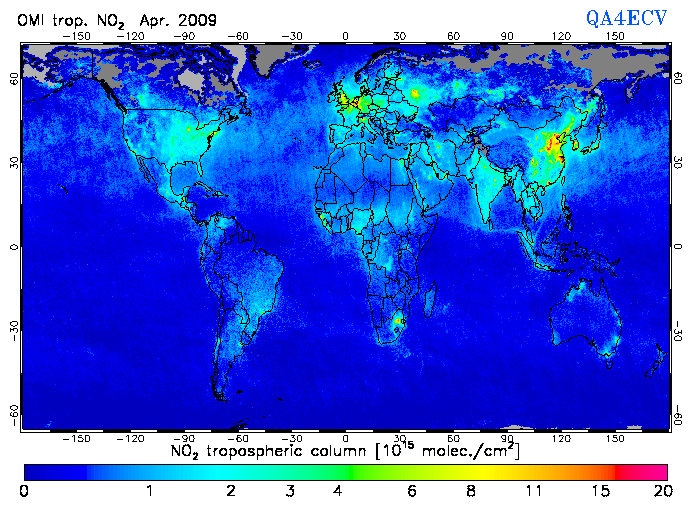 Regional Tropospheric NO2 of April 2009