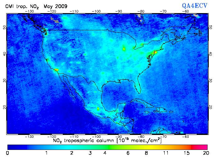 Regional Tropospheric NO2 of May 2009