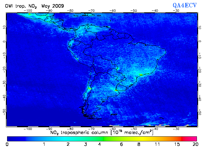 Regional Tropospheric NO2 of May 2009
