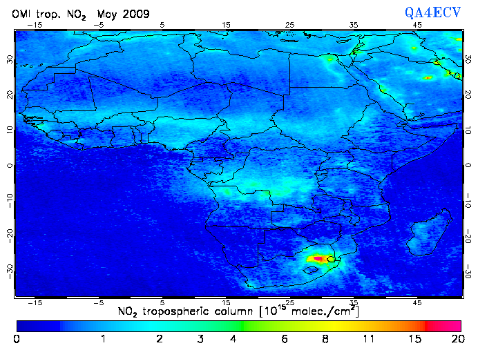 Regional Tropospheric NO2 of May 2009