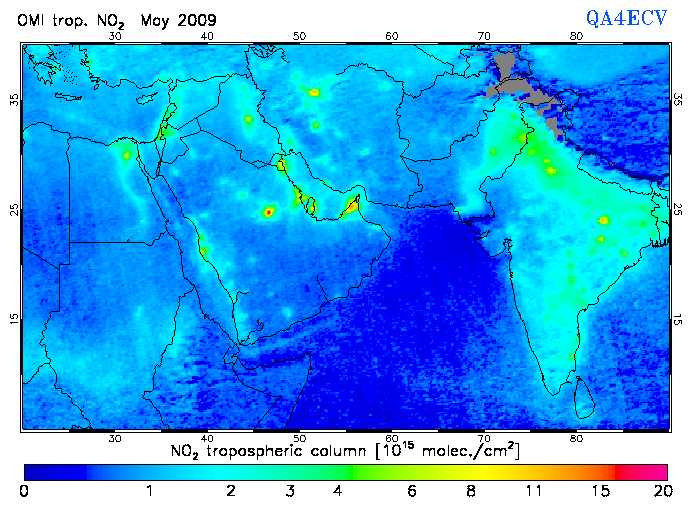 Regional Tropospheric NO2 of May 2009