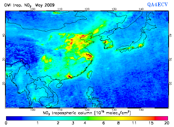 Regional Tropospheric NO2 of May 2009