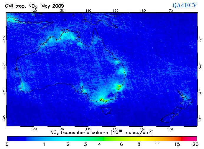 Regional Tropospheric NO2 of May 2009