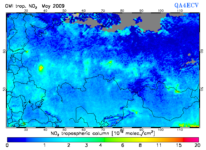 Regional Tropospheric NO2 of May 2009