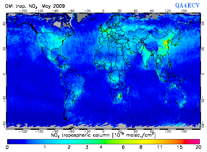 Regional Tropospheric NO2 of May 2009