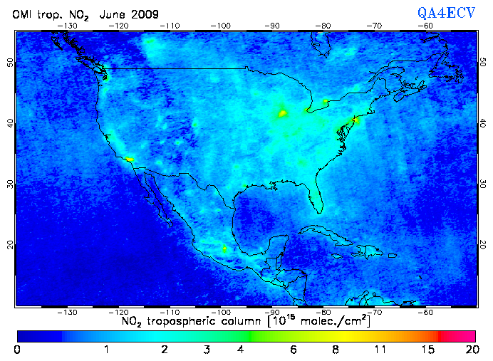 Regional Tropospheric NO2 of June 2009