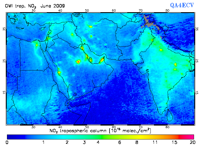 Regional Tropospheric NO2 of June 2009