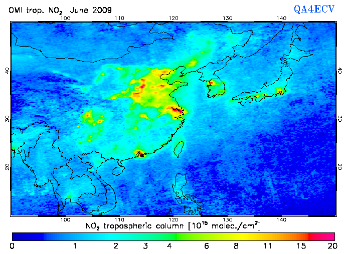 Regional Tropospheric NO2 of June 2009