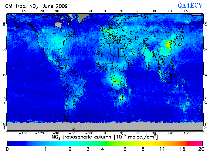 Regional Tropospheric NO2 of June 2009