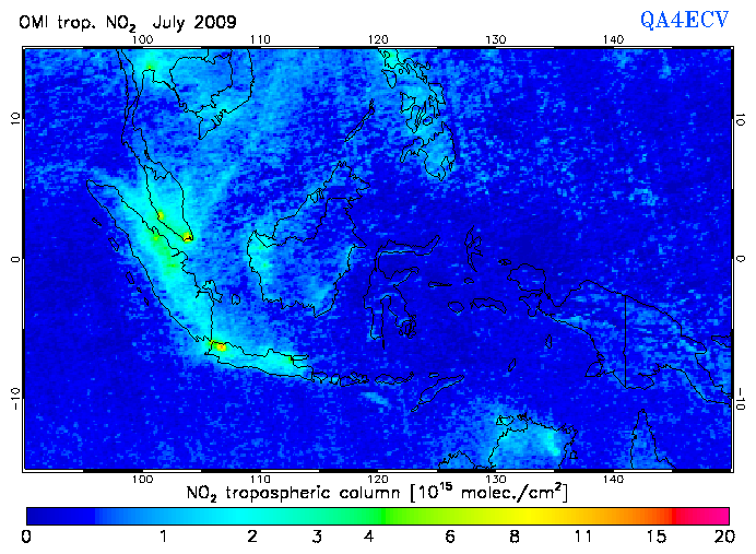 Regional Tropospheric NO2 of July 2009