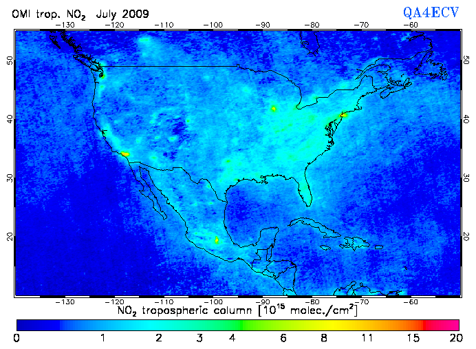 Regional Tropospheric NO2 of July 2009