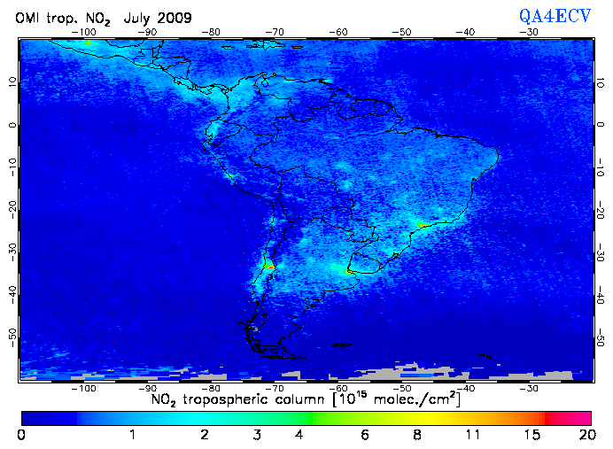 Regional Tropospheric NO2 of July 2009