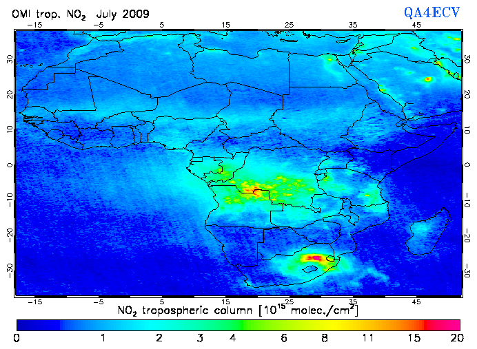 Regional Tropospheric NO2 of July 2009