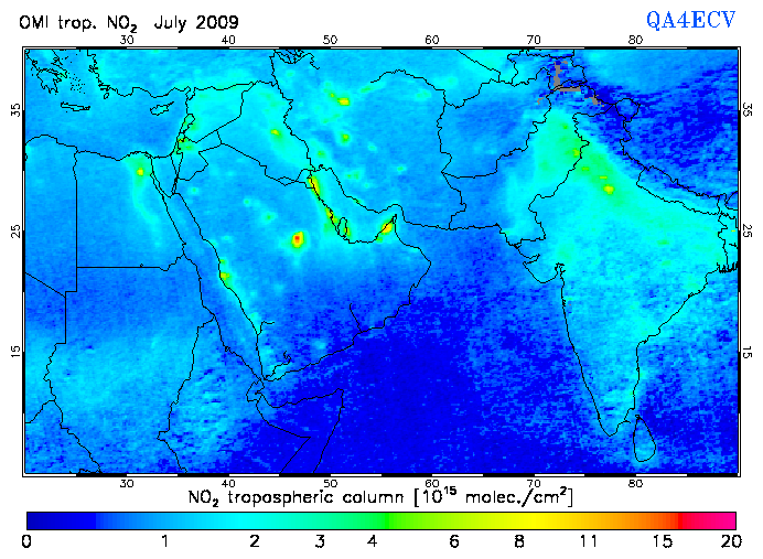 Regional Tropospheric NO2 of July 2009