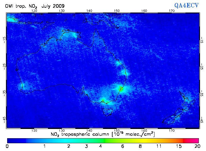 Regional Tropospheric NO2 of July 2009