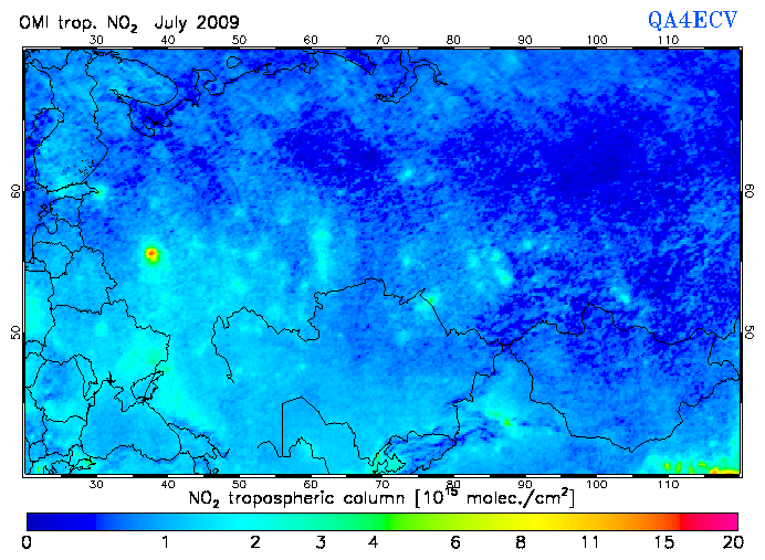 Regional Tropospheric NO2 of July 2009