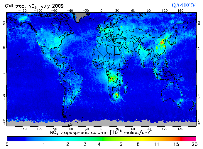 Regional Tropospheric NO2 of July 2009
