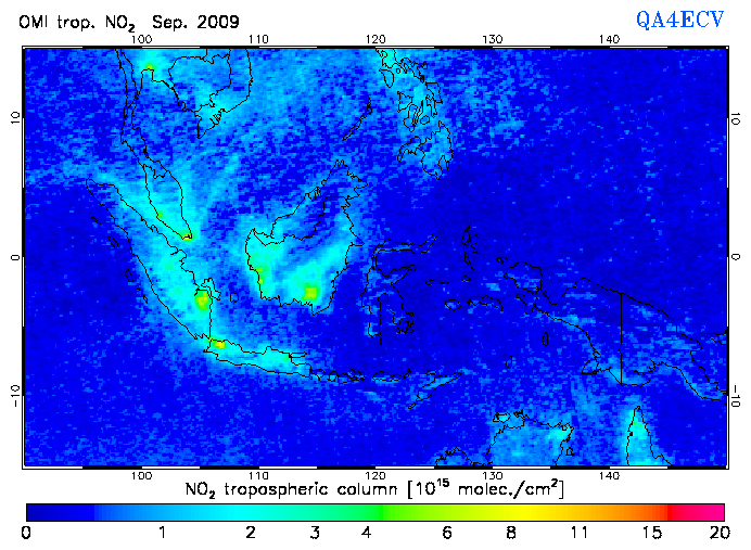 Regional Tropospheric NO2 of September 2009