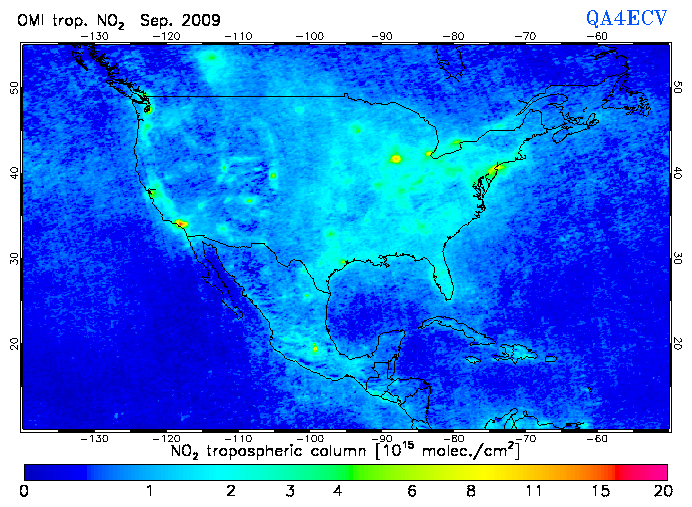 Regional Tropospheric NO2 of September 2009