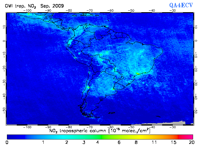 Regional Tropospheric NO2 of September 2009