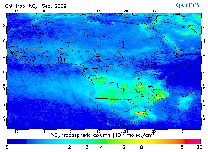 Regional Tropospheric NO2 of September 2009
