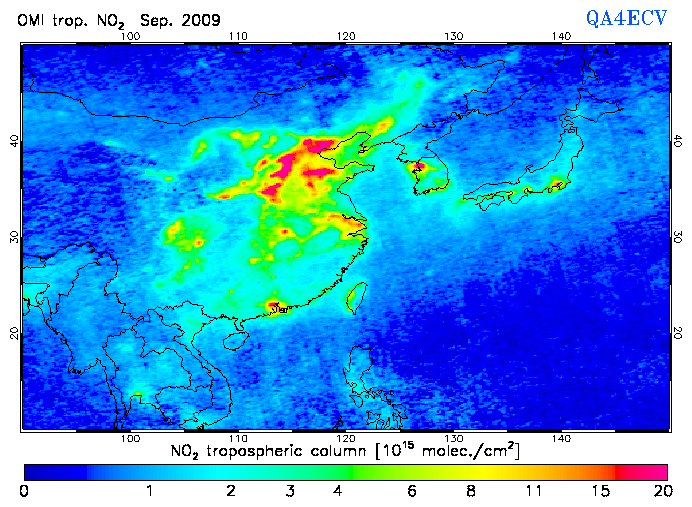 Regional Tropospheric NO2 of September 2009